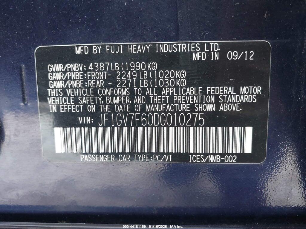 JF1GV7F60DG010275 2013 SUBARU IMPREZA WRX photo no. 9