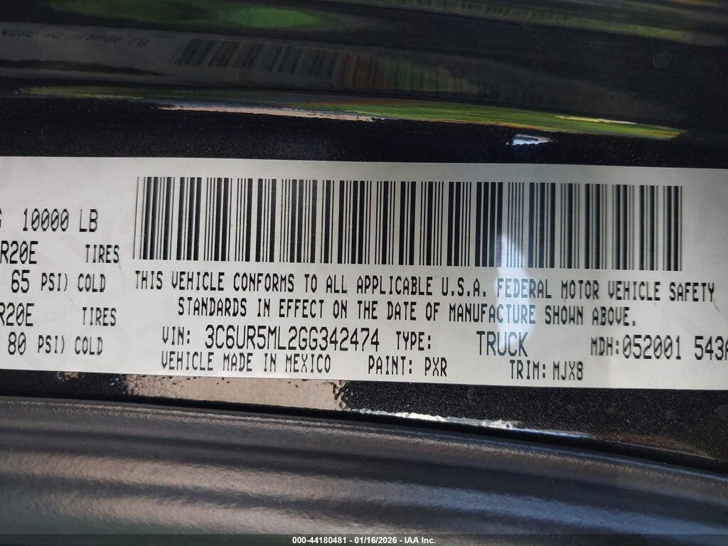 3C6UR5ML2GG342474 2016 RAM 2500 photo no. 9