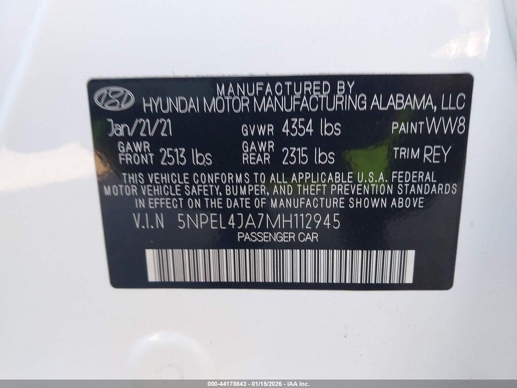 5NPEL4JA7MH112945 2021 HYUNDAI SONATA photo no. 9