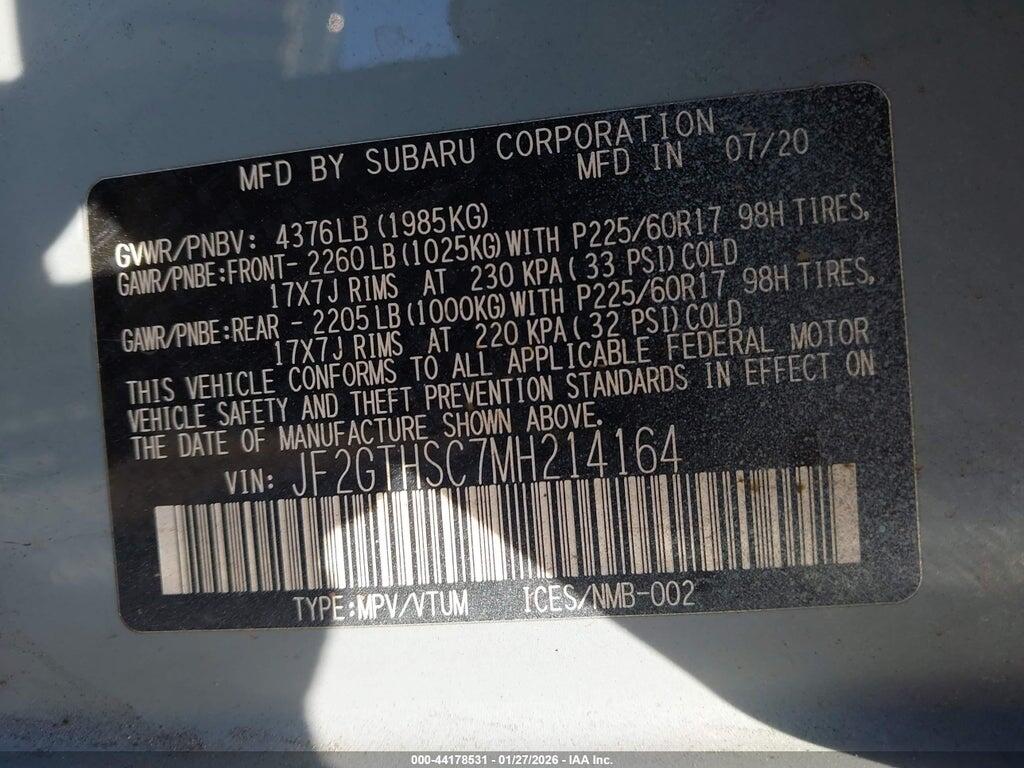JF2GTHSC7MH214164 2021 SUBARU CROSSTREK photo no. 9