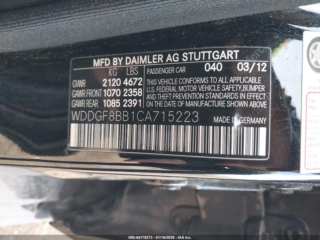 WDDGF8BB1CA715223 2012 MERCEDES-BENZ C 300 photo no. 9