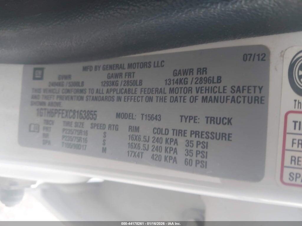 1GTH6PFEXC8163855 2012 GMC CANYON photo no. 9