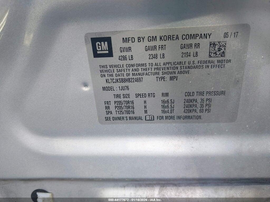 KL7CJKSB8HB224697 2017 CHEVROLET TRAX photo no. 9