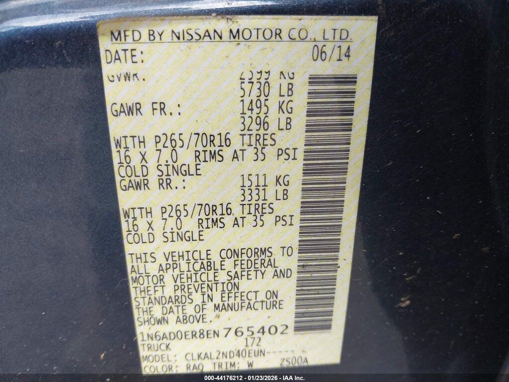 1N6AD0ER8EN765402 2014 NISSAN FRONTIER photo no. 9