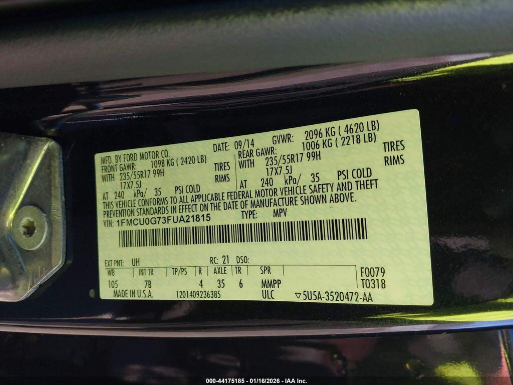 1FMCU0G73FUA21815 2015 FORD ESCAPE photo no. 9