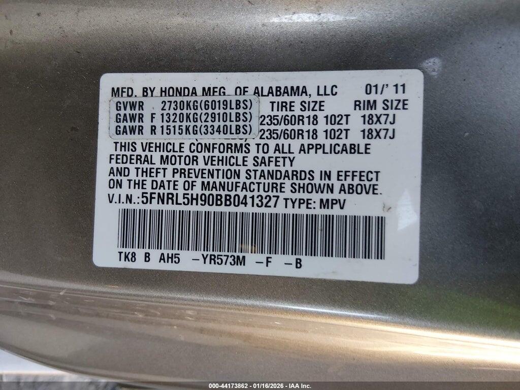 5FNRL5H90BB041327 2011 HONDA ODYSSEY photo no. 9