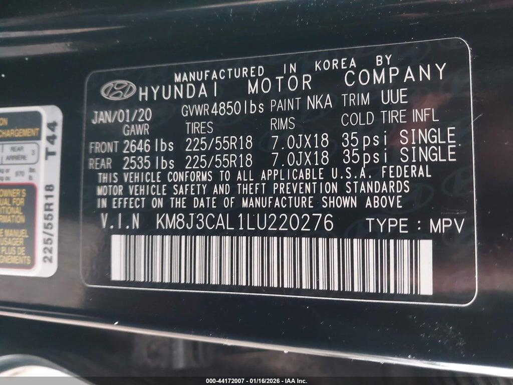 KM8J3CAL1LU220276 2020 HYUNDAI TUCSON photo no. 9