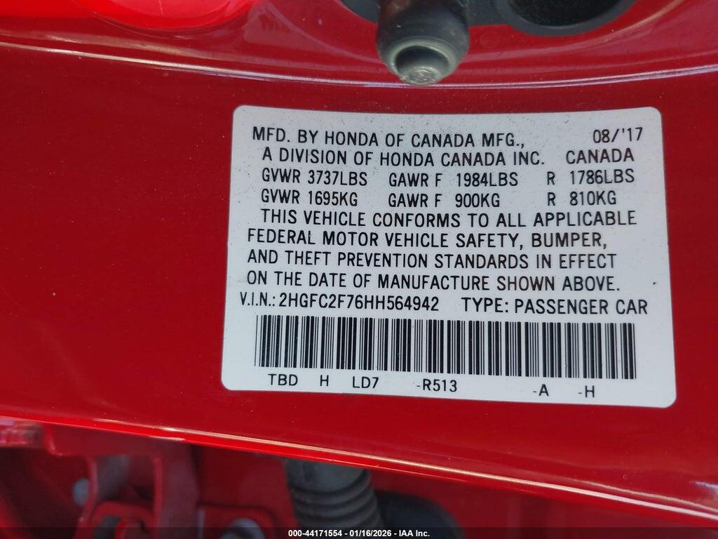 2HGFC2F76HH564942 2017 HONDA CIVIC photo no. 9