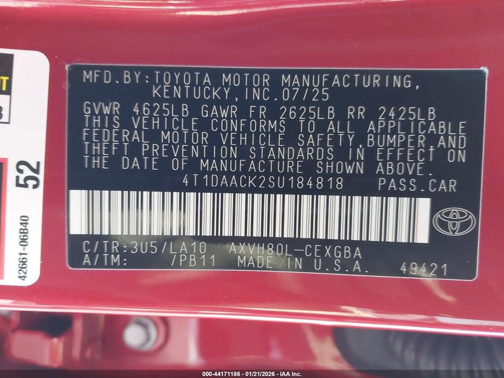 4T1DAACK2SU184818 2025 TOYOTA CAMRY photo no. 9