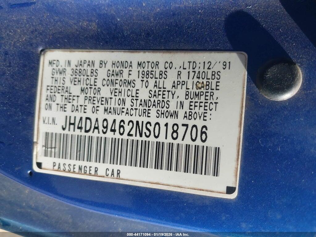JH4DA9462NS018706 1992 ACURA INTEGRA photo no. 9