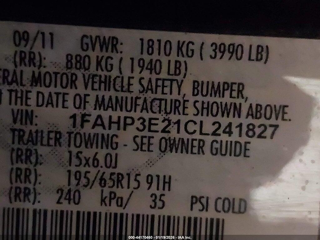 1FAHP3E21CL241827 2012 FORD FOCUS photo no. 9