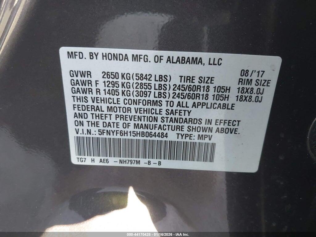 5FNYF6H15HB064484 2017 HONDA PILOT photo no. 9