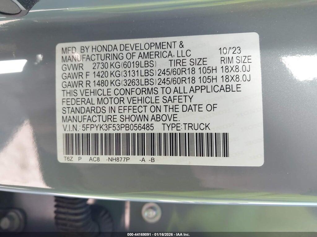 5FPYK3F53PB056485 2023 HONDA RIDGELINE photo no. 9
