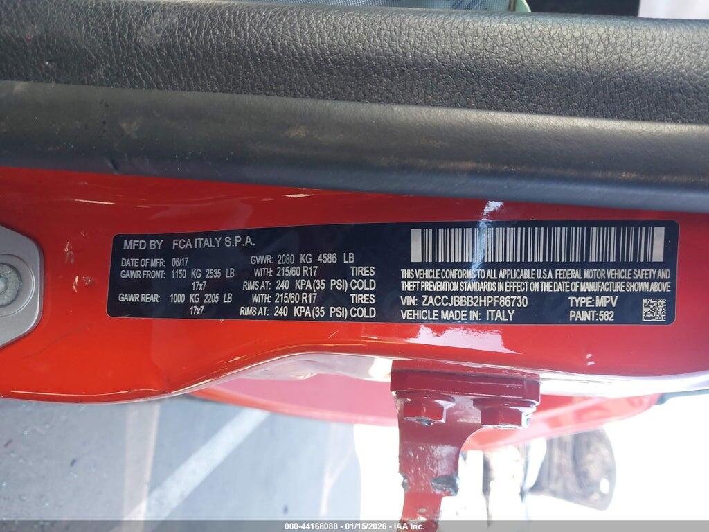 ZACCJBBB2HPF86730 2017 JEEP RENEGADE photo no. 9