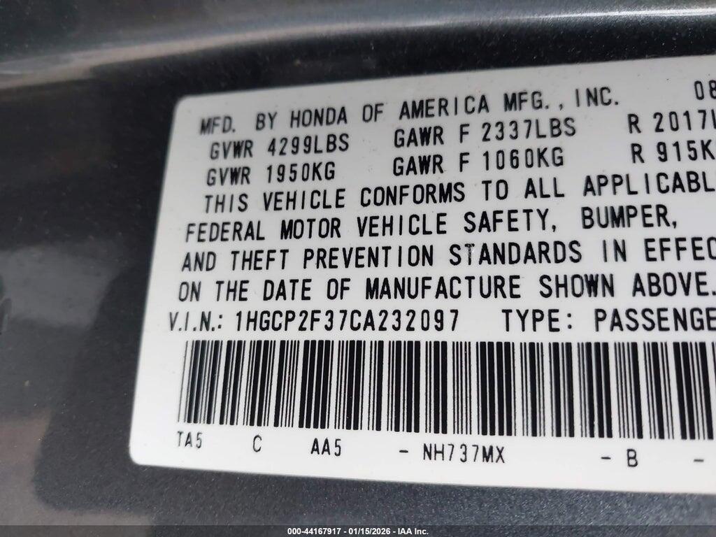 1HGCP2F37CA232097 2012 HONDA ACCORD photo no. 9