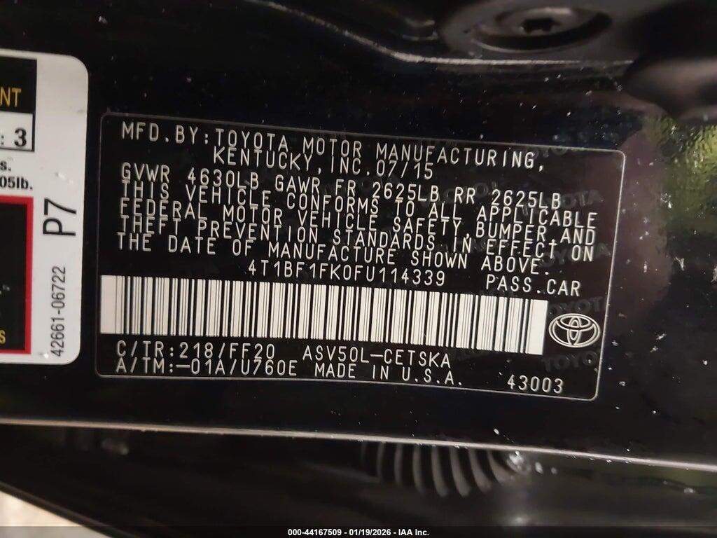 4T1BF1FK0FU114339 2015 TOYOTA CAMRY photo no. 9