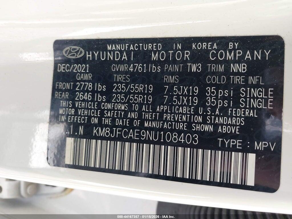KM8JFCAE9NU108403 2022 HYUNDAI TUCSON photo no. 9
