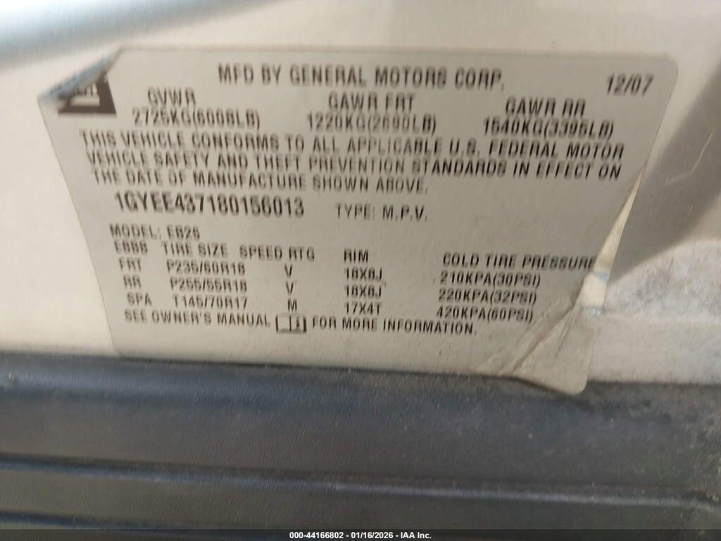 1GYEE437180156013 2008 CADILLAC SRX photo no. 9