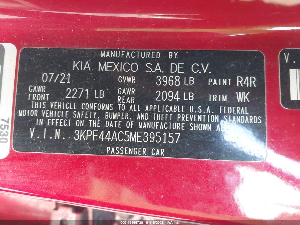 3KPF44AC5ME395157 2021 KIA FORTE photo no. 9