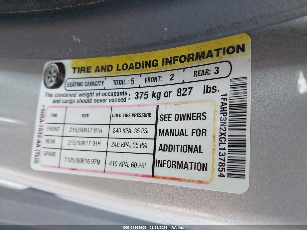 1FAHP3N2XCL137854 2012 FORD FOCUS photo no. 9