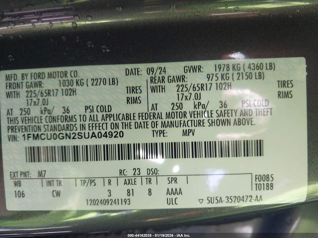 1FMCU0GN2SUA04920 2025 FORD ESCAPE photo no. 9