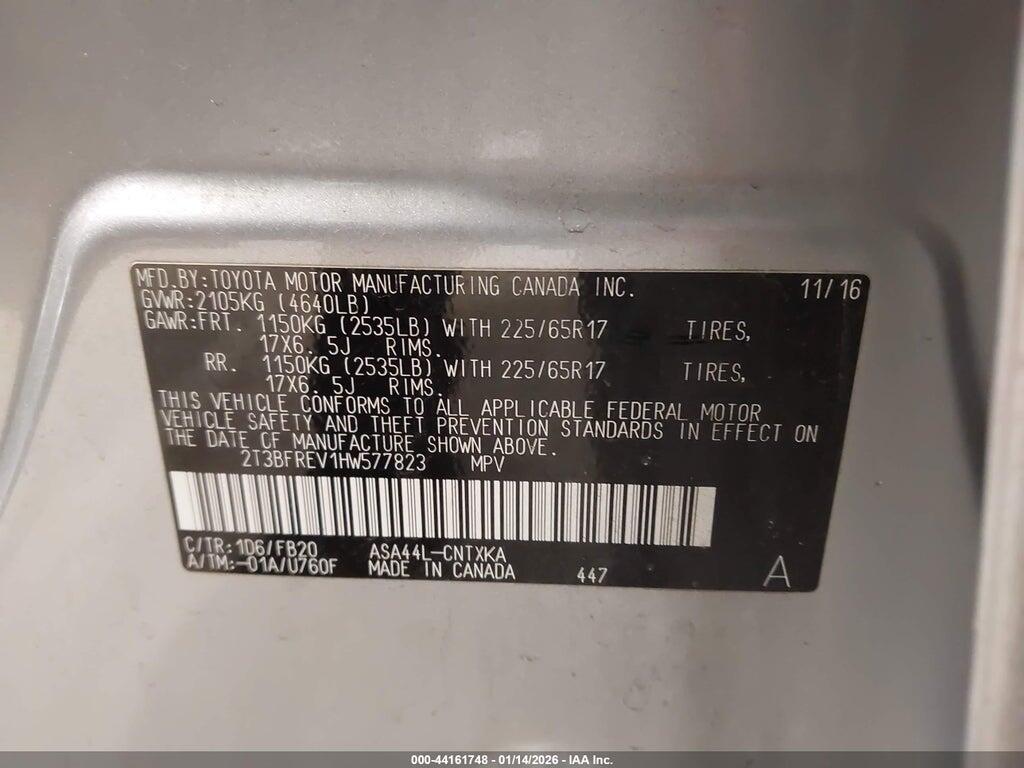 2T3BFREV1HW577823 2017 TOYOTA RAV4 photo no. 9