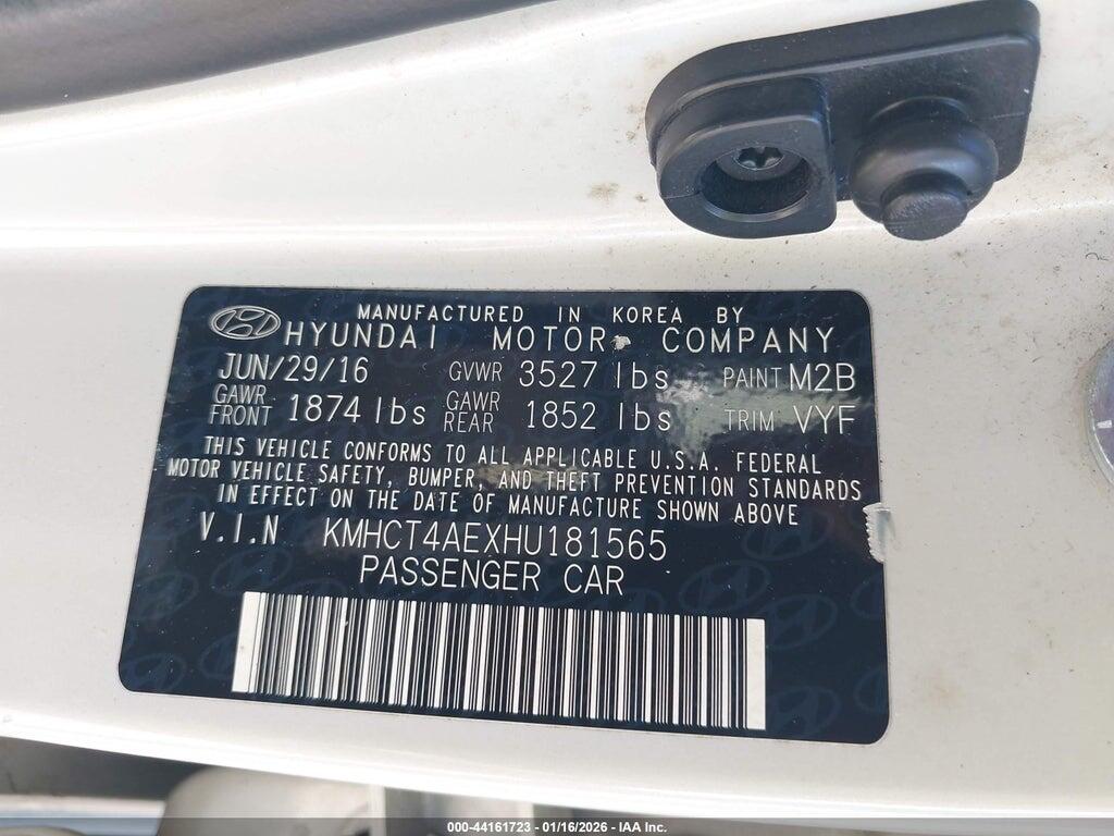 KMHCT4AEXHU181565 2017 HYUNDAI ACCENT photo no. 9