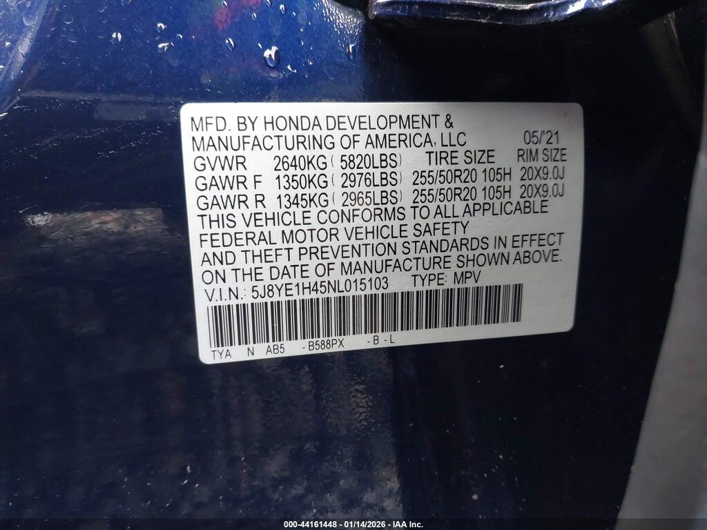 5J8YE1H45NL015103 2022 ACURA MDX photo no. 9