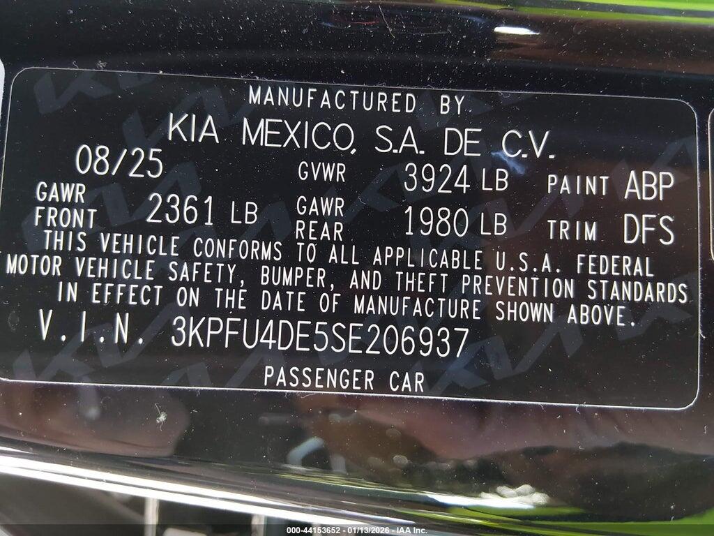 3KPFU4DE5SE206937 2025 KIA K4 photo no. 9