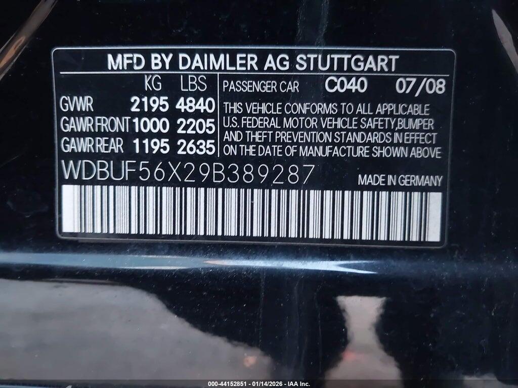 WDBUF56X29B389287 2009 MERCEDES-BENZ E 350 photo no. 9