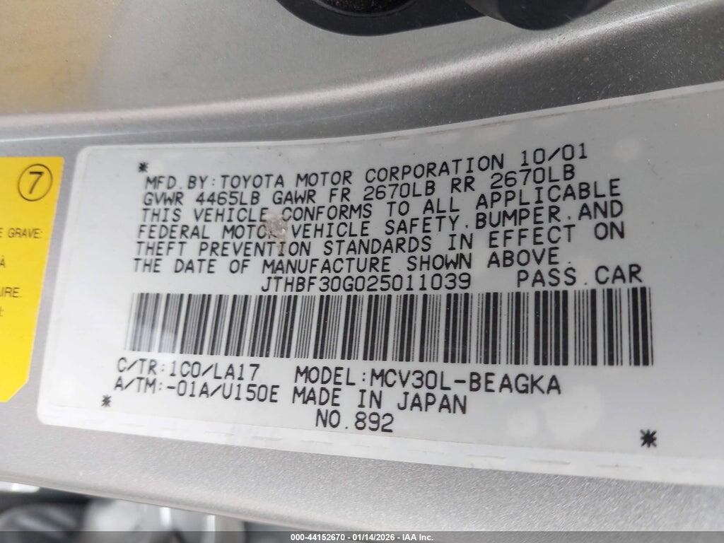JTHBF30G025011039 2002 LEXUS ES 300 photo no. 9
