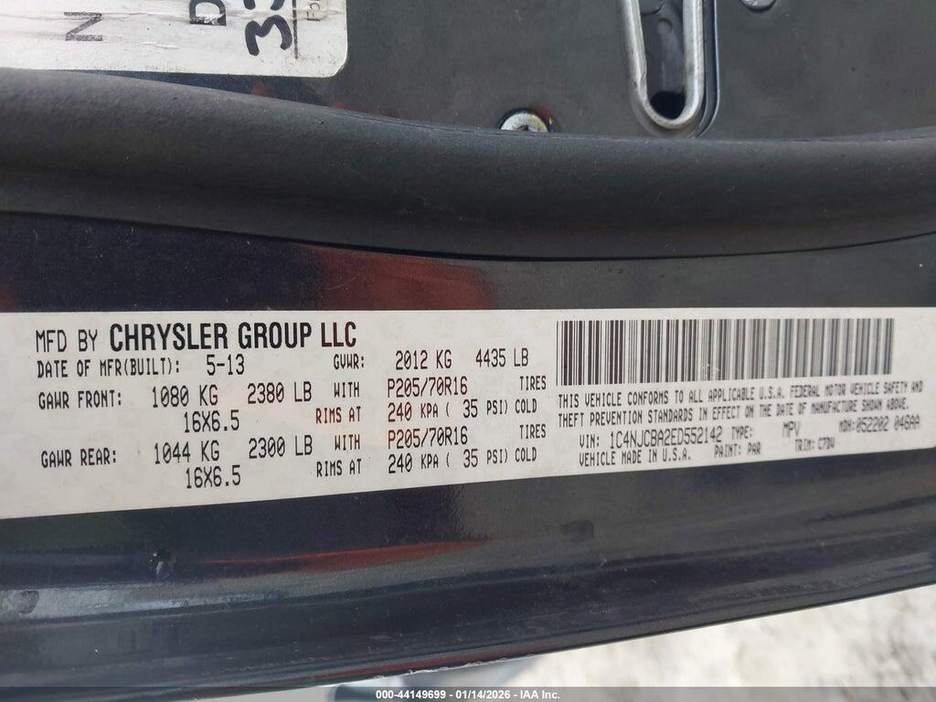 1C4NJCBA2ED552142 2014 JEEP COMPASS photo no. 9