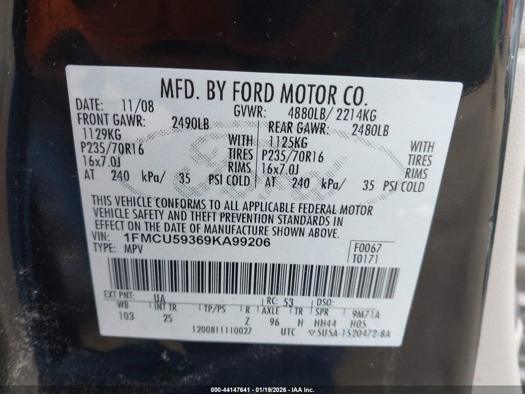 1FMCU59369KA99206 2009 FORD ESCAPE HYBRID photo no. 9