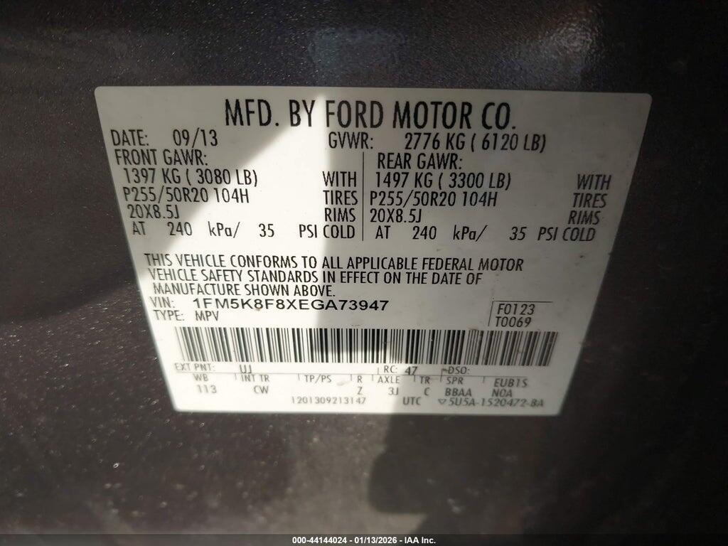1FM5K8F8XEGA73947 2014 FORD EXPLORER photo no. 9