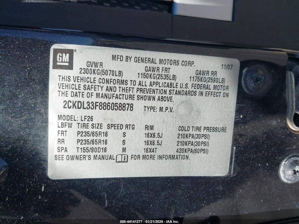 2CKDL33F886058878 2008 PONTIAC TORRENT photo no. 9