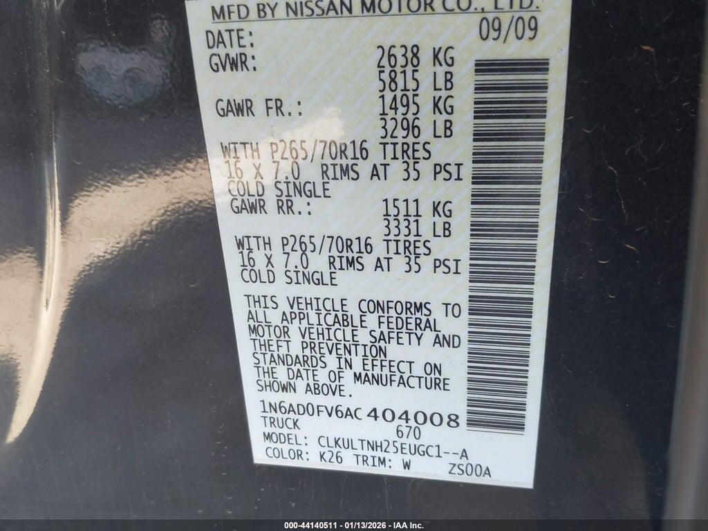 1N6AD0FV6AC404008 2010 NISSAN FRONTIER photo no. 9