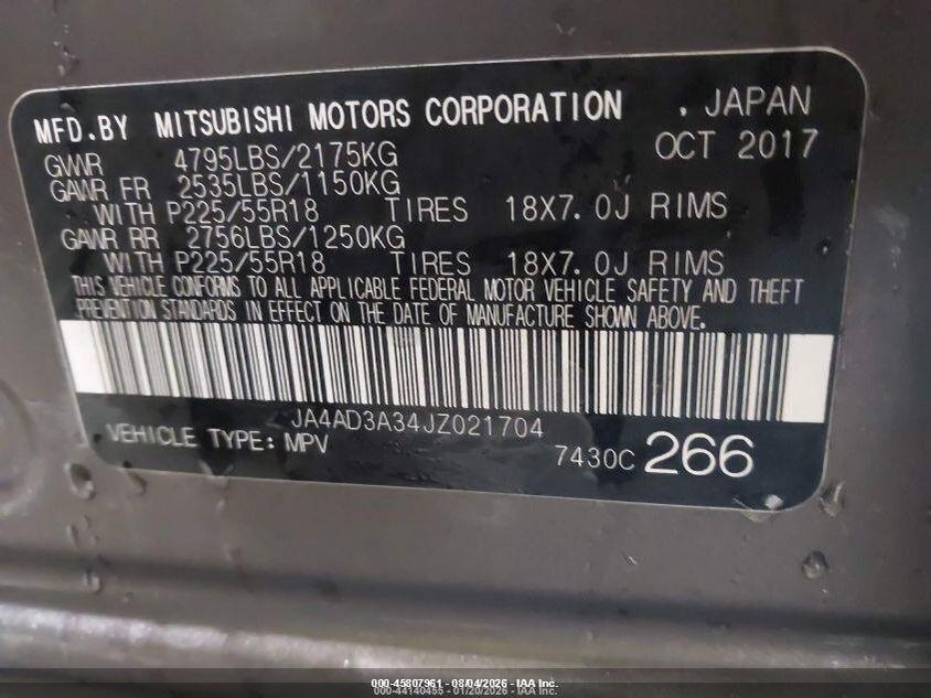 JA4AD3A34JZ021704 2018 MITSUBISHI OUTLANDER photo no. 9