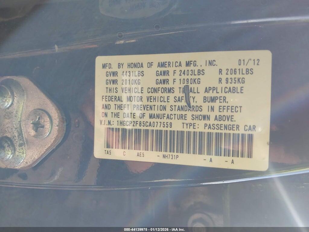 1HGCP2F85CA077559 2012 HONDA ACCORD photo no. 9