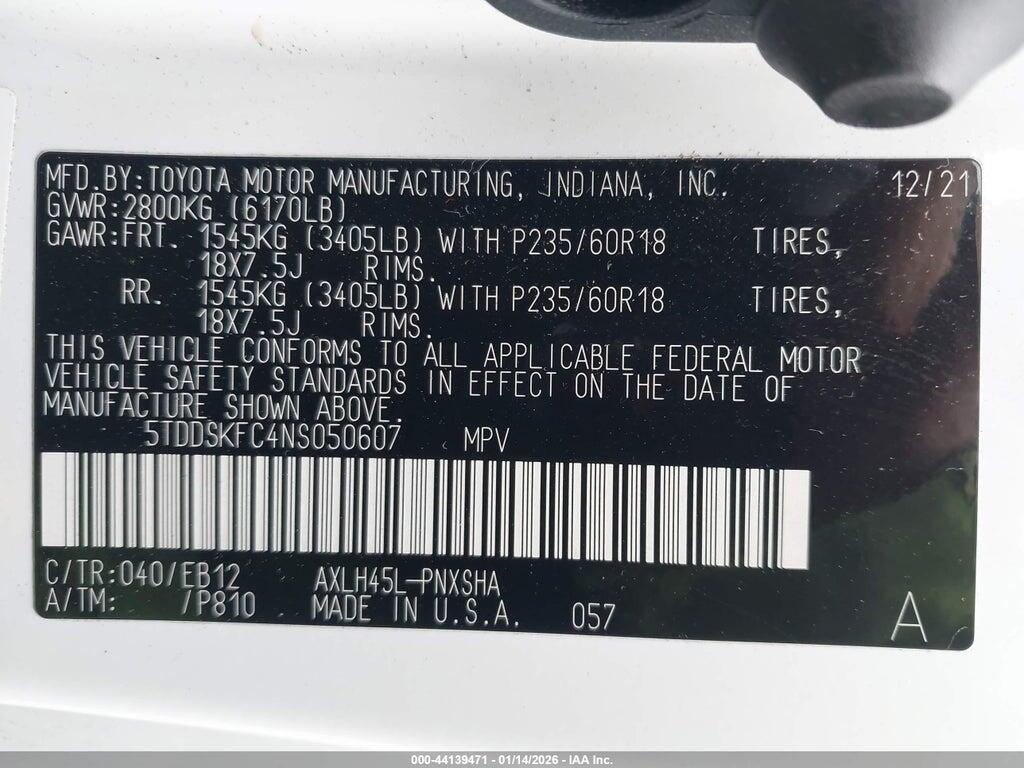 5TDDSKFC4NS050607 2022 TOYOTA SIENNA photo no. 9