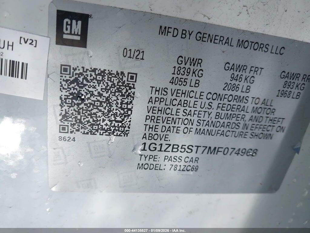 1G1ZB5ST7MF074968 2021 CHEVROLET MALIBU photo no. 9