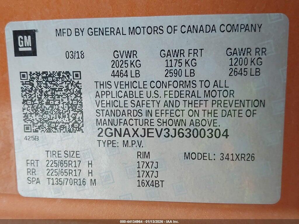 2GNAXJEV3J6300304 2018 CHEVROLET EQUINOX photo no. 9