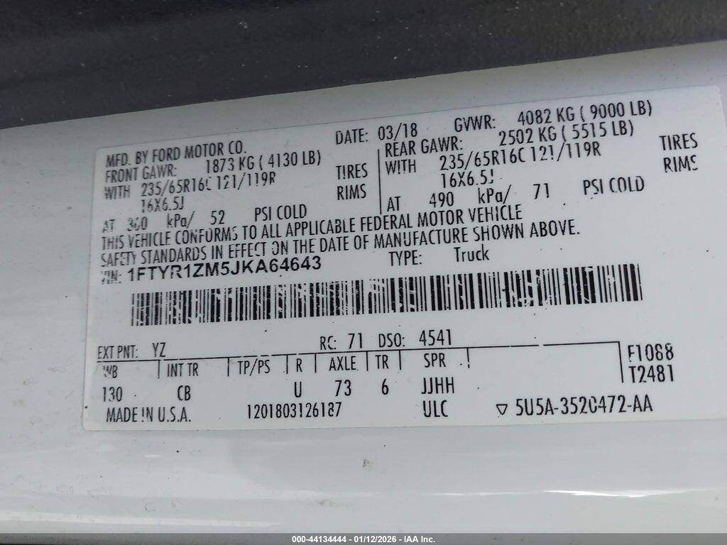 1FTYR1ZM5JKA64643 2018 FORD TRANSIT-250 photo no. 9