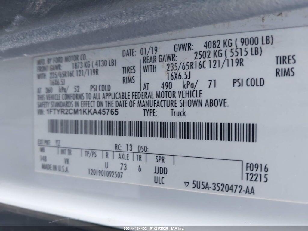 1FTYR2CM1KKA45765 2019 FORD TRANSIT-250 photo no. 9