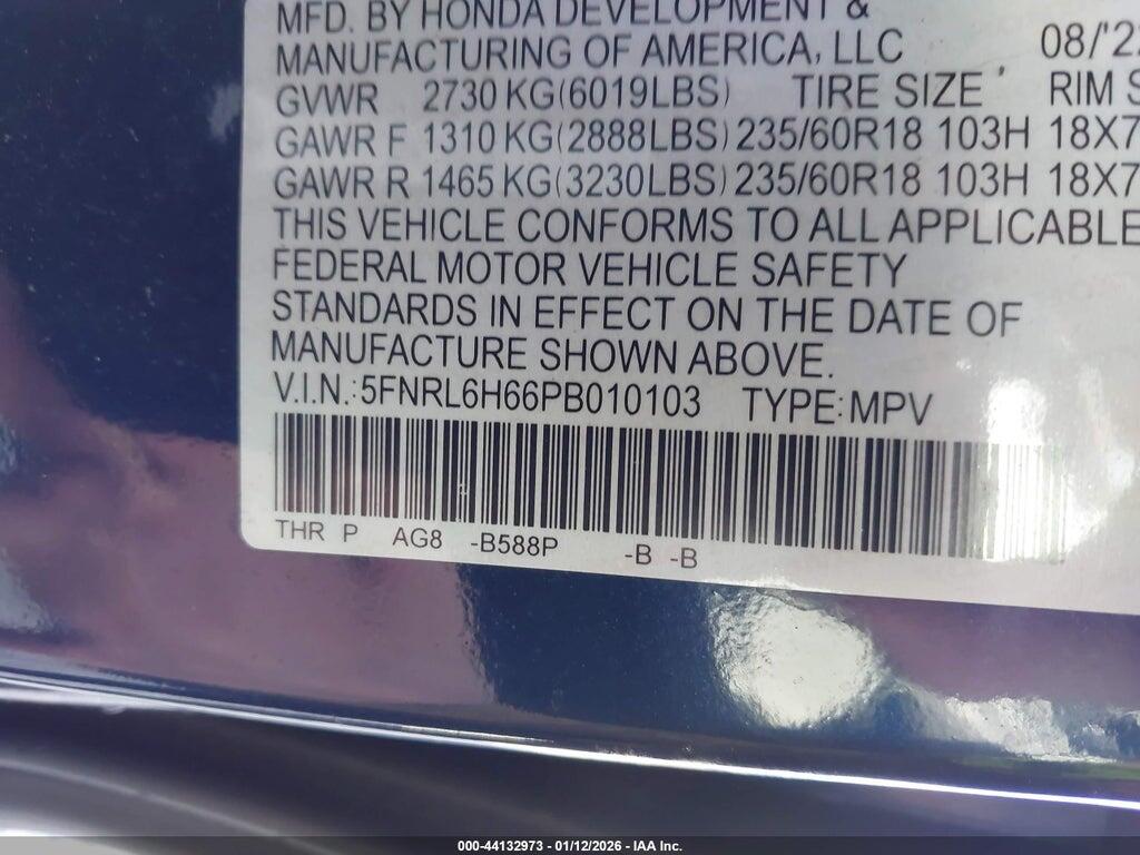 5FNRL6H66PB010103 2023 HONDA ODYSSEY photo no. 9