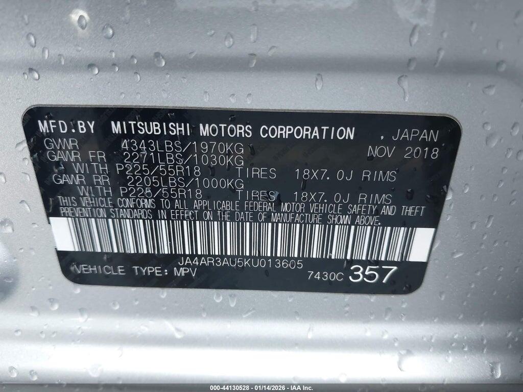 JA4AR3AU5KU013605 2019 MITSUBISHI OUTLANDER SPORT photo no. 9