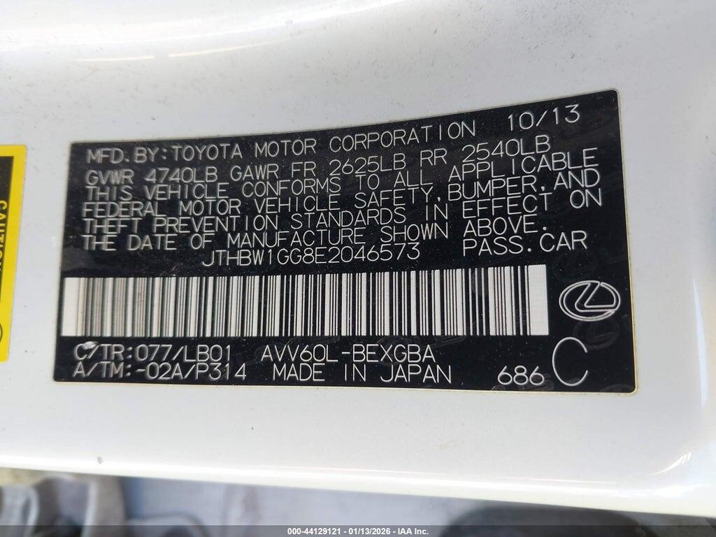 JTHBW1GG8E2046573 2014 LEXUS ES 300H photo no. 9