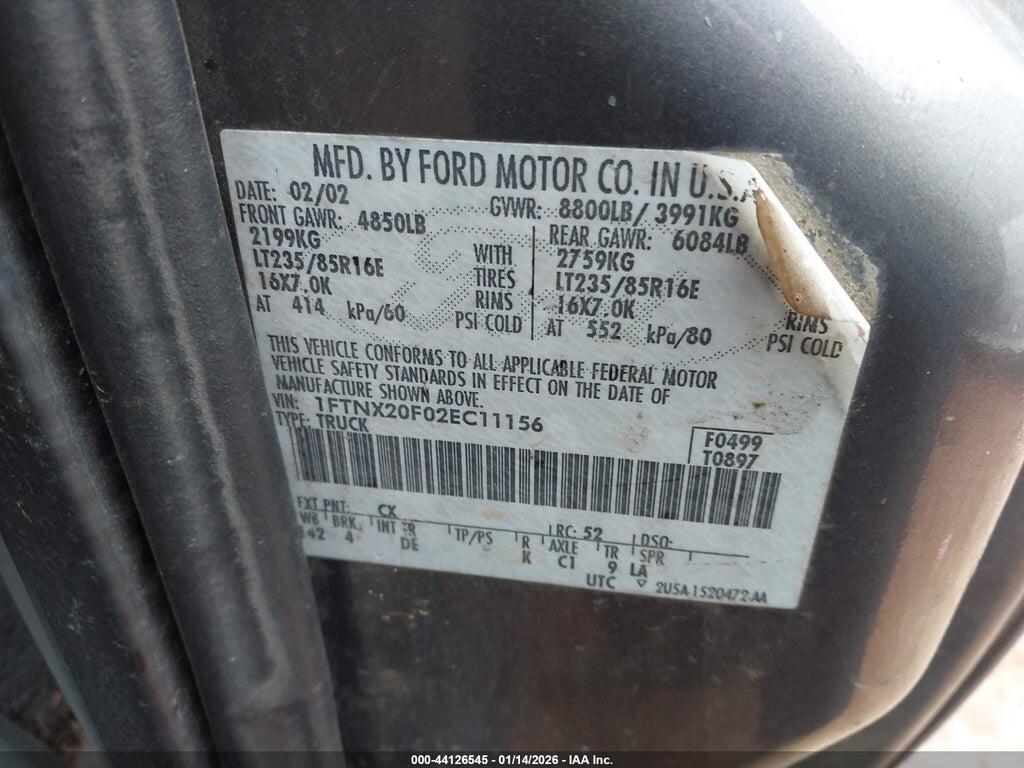 1FTNX20F02EC11156 2002 FORD F-250 photo no. 9