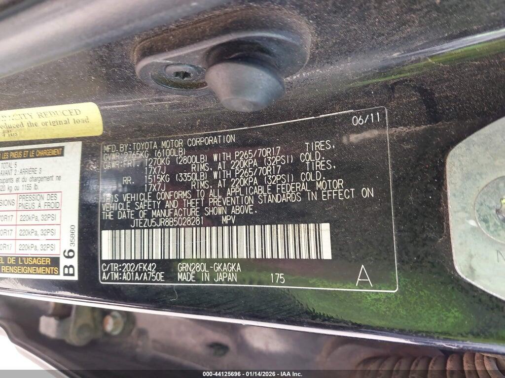 JTEZU5JR8B5028281 2011 TOYOTA 4RUNNER photo no. 9