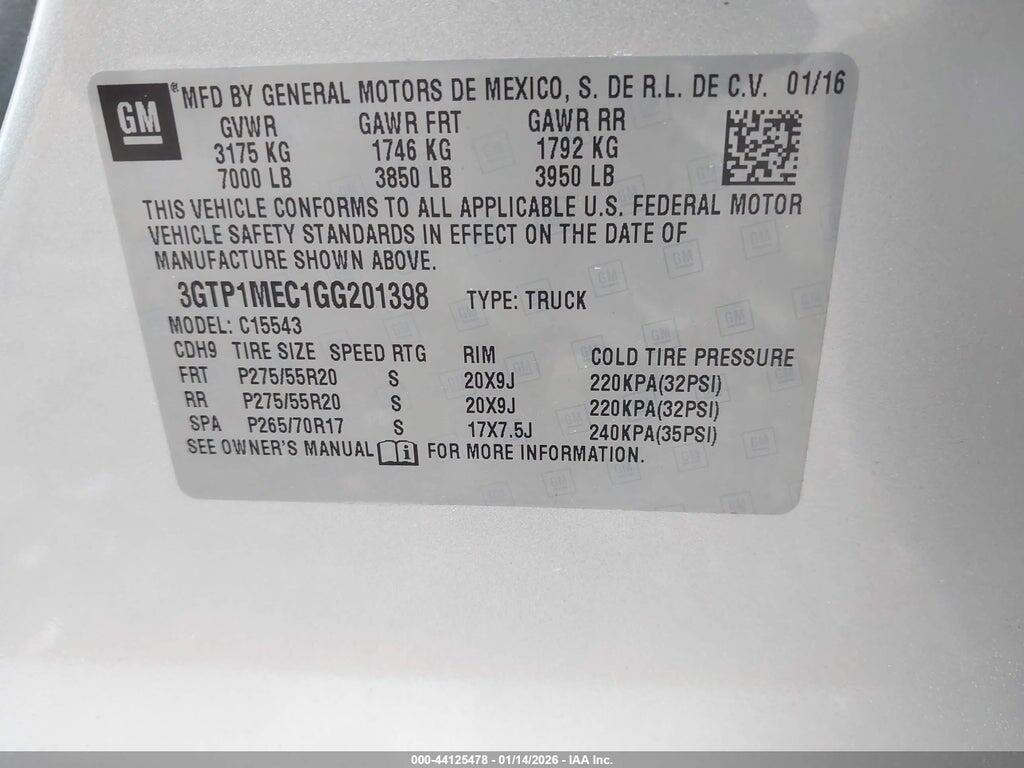 3GTP1MEC1GG201398 2016 GMC SIERRA 1500 photo no. 9
