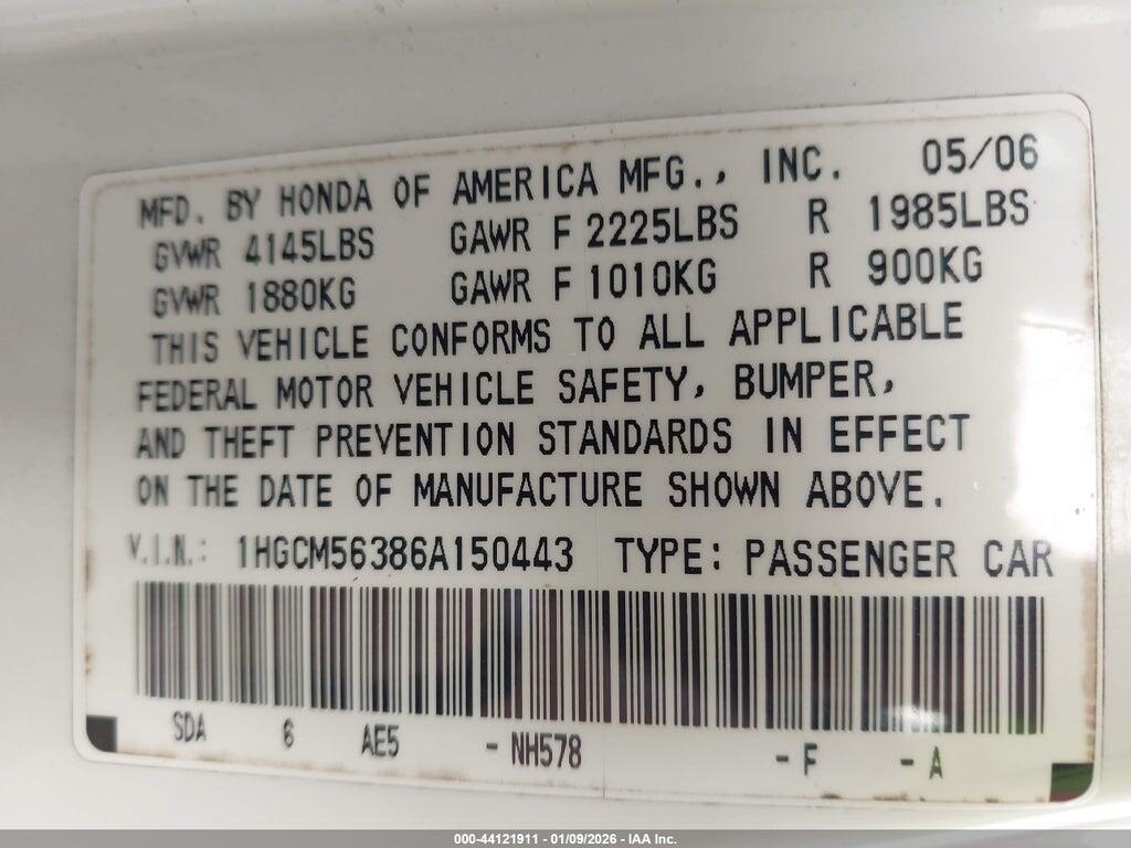 1HGCM56386A150443 2006 HONDA ACCORD photo no. 9